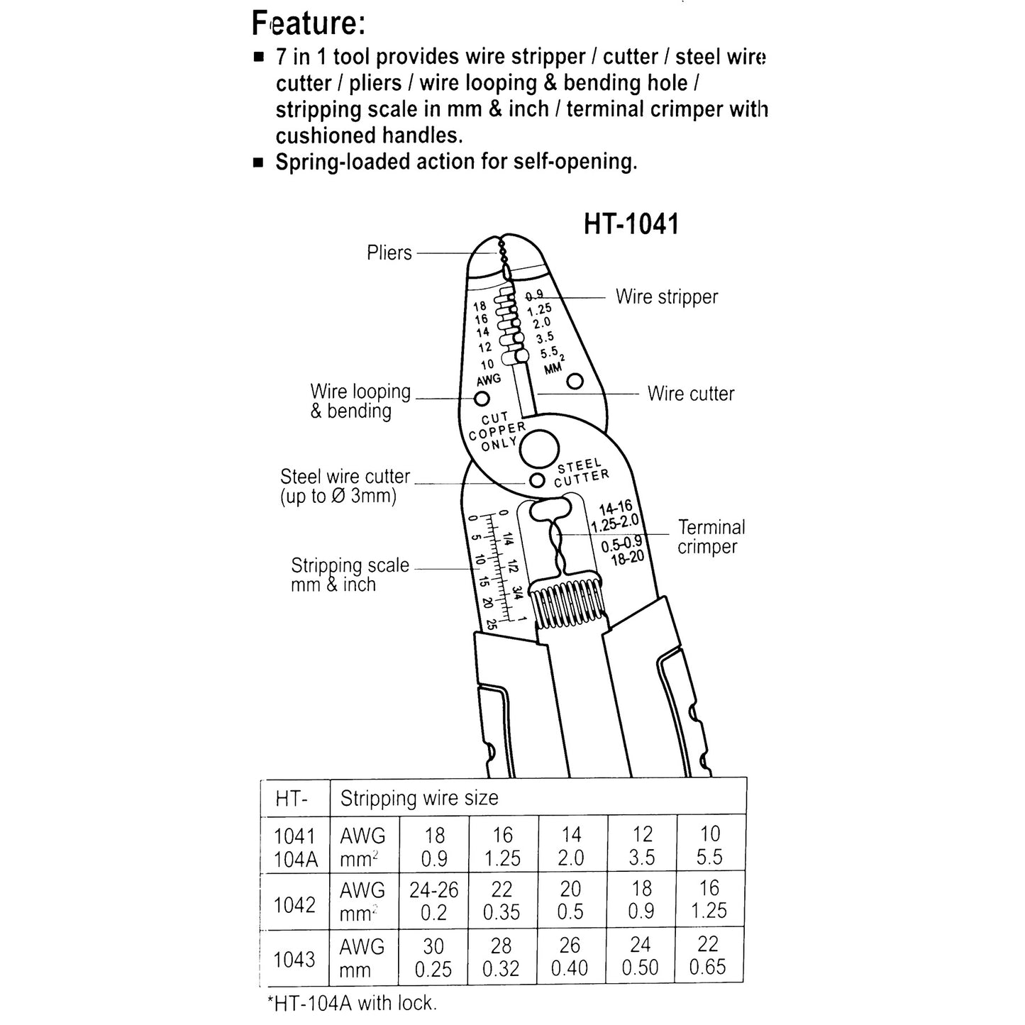 HT-1041 10-18AWG 7in1 STRIPPER