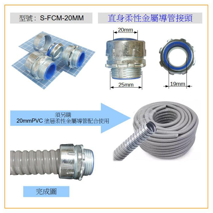 S-FCM-20MM STRAIGHT FLEXIBLE CONDUIT MALE CONNECTOR