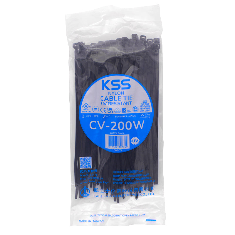 CV-200B 4.6x203mm BLACK CABLE TIE