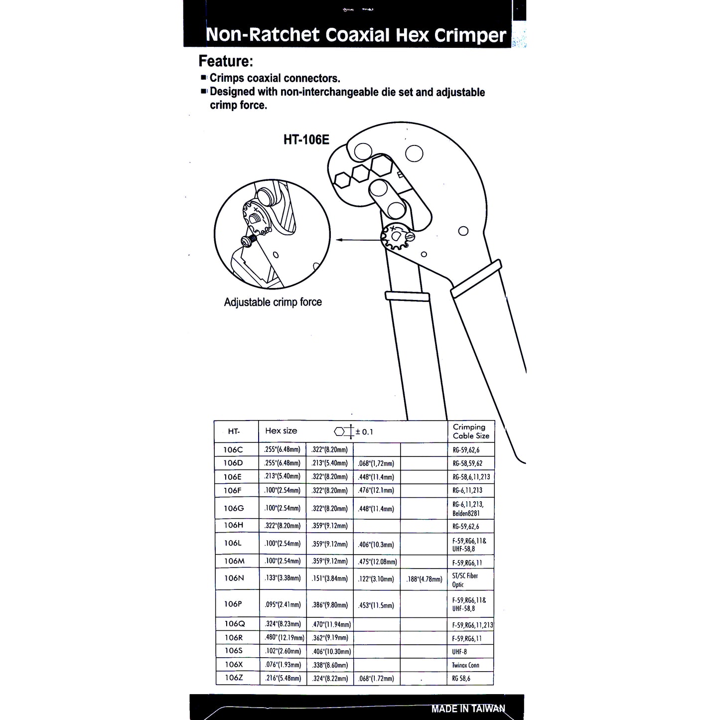 HT-106C RG59/62/6 工具鉗