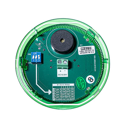 MSA-391DC/G GREEN PILOT LIGHT WITH FLASH LAMP & SIREN