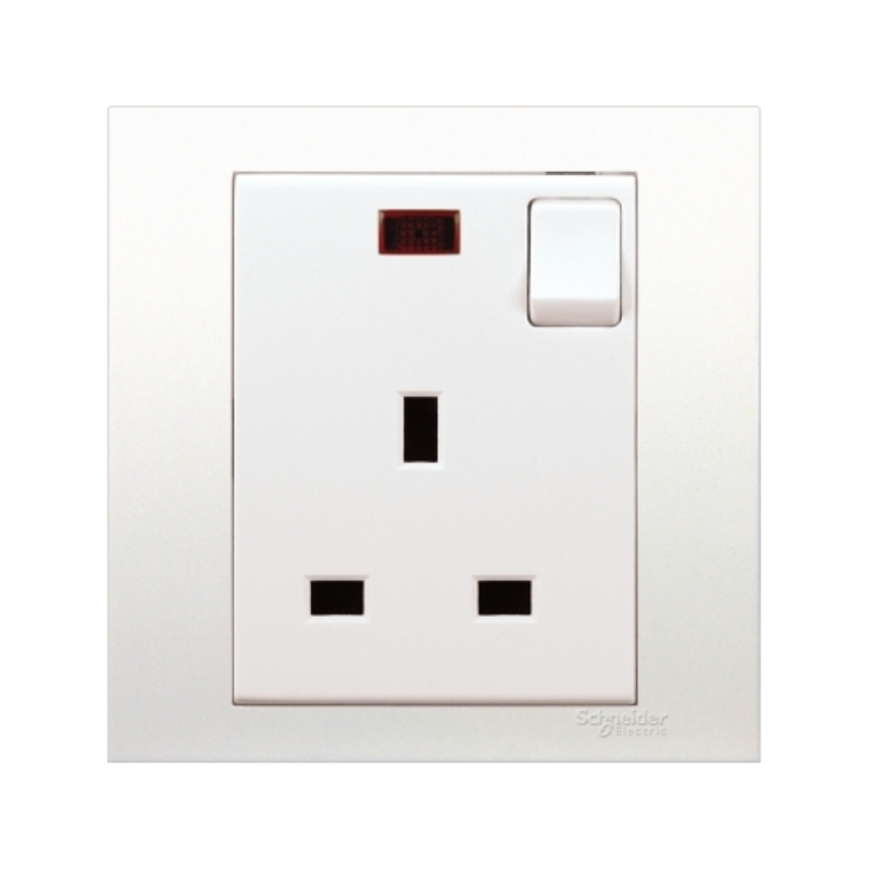 KB15NWE 13A 3PIN AC OUTLET W/SWITCH,NEON