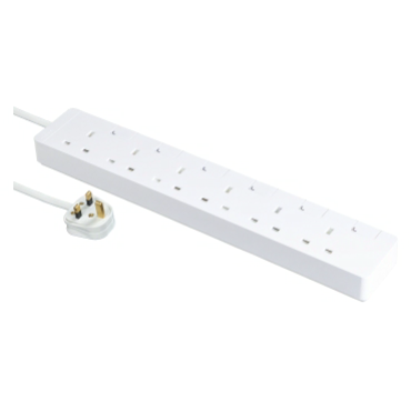 TSH36-3-WE 6WAY OUTLET W/LAMP & SWITCH