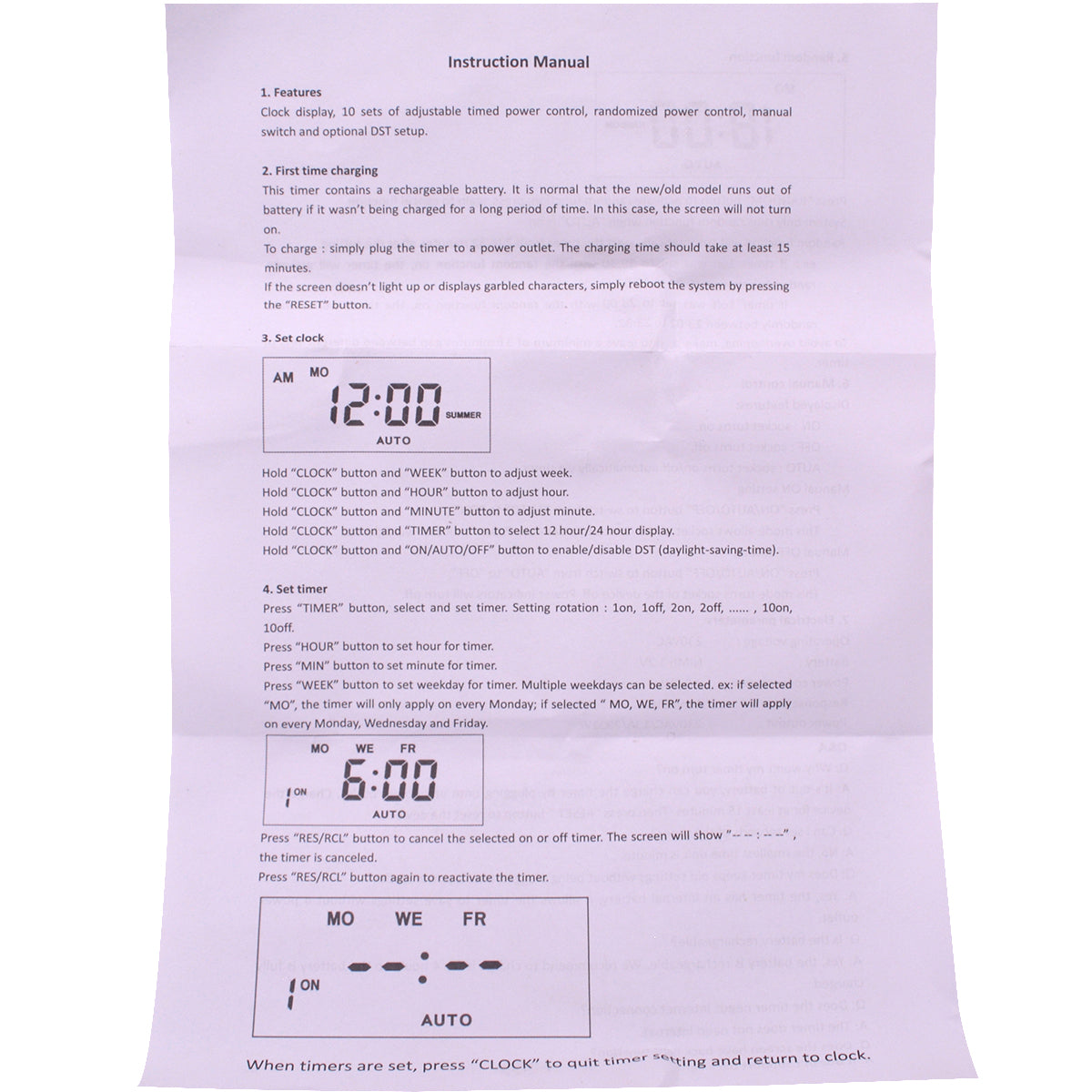 VC-7-13A 7DAYS DIGITAL TIMER