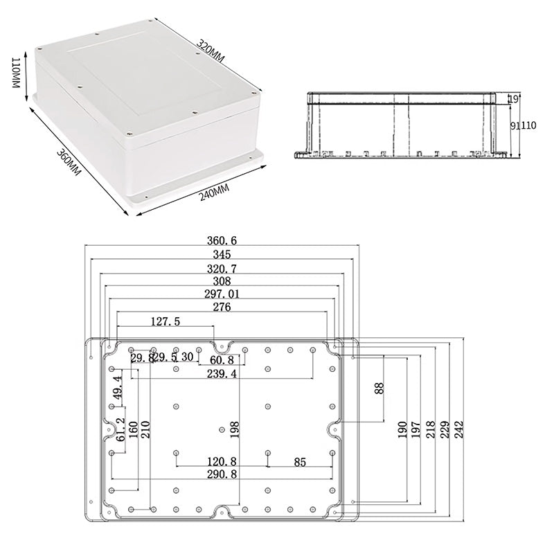 VB-F2-3-110 "H" TYPE WATERPROOF PLASTIC CASE W/MOUNT
