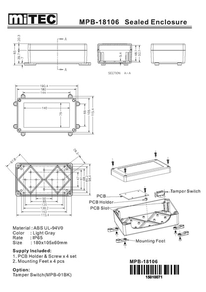 MPB-18106 IP65 PLASTIC CASE